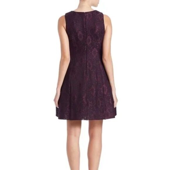 Calvin Klein Aubergine Purple Lace Brocade Fit & Flare Dress | Size 10 NWT - Picture 9 of 9